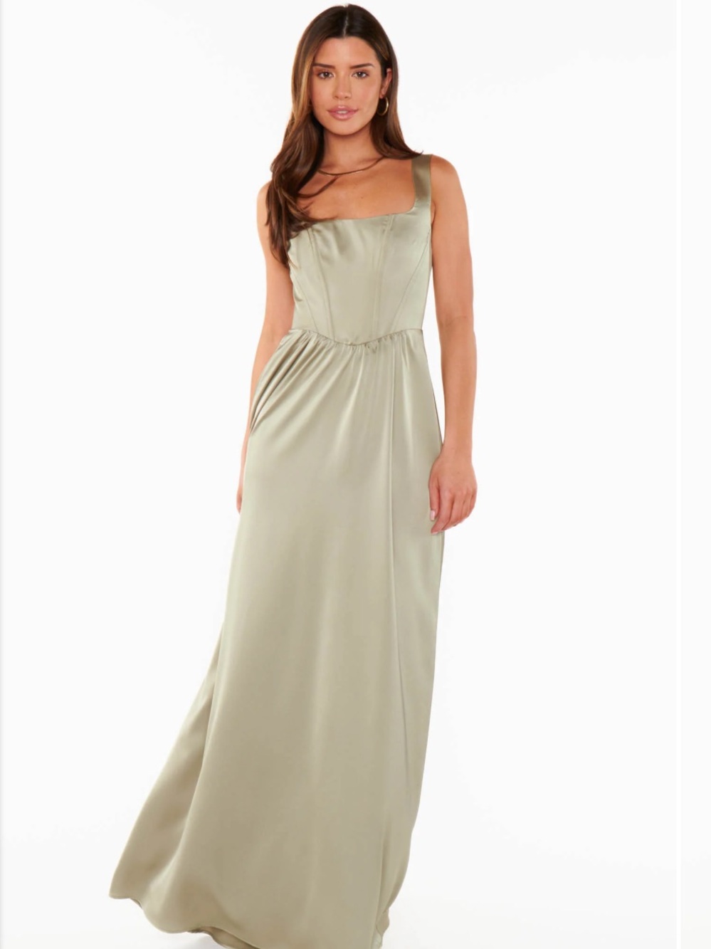 Show Me Your Mumu Nina Maxi Dress Moss Green Luxe Satin XXL